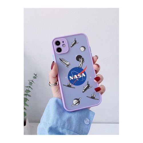 iPhone 11 Lila Kamera Lens Korumalı Nasa Desenli Lüx Telefon Kılıfı