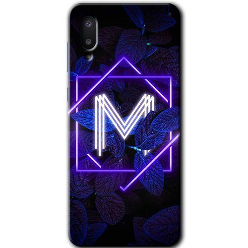 MRCİLETİSİM Samsung Galaxy A02 Kılıf Baskılı Kapak - Dark Neon Yaprak M Harfi +Tam Ekran Koruyucu