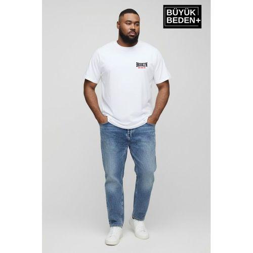 Süperlife Erkek Büyük Beden Brooklyn 1970 Baskılı 3xl-6xl Bisiklet Yaka Tshırt SPR26BTS510-03