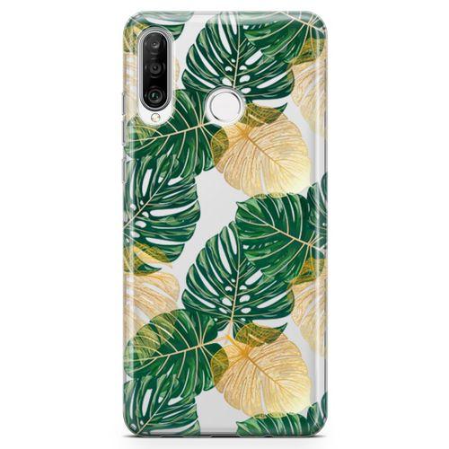 Huawei P30 Lite Kılıf Altın Yapraklar Arka Kapak Koruma Desenli Full Koruyucu