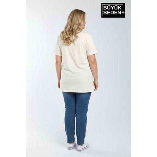 Kadın Büyük Beden El Yazılı Brooklyn Baskılı 3xl-6xl Bisiklet Yaka Tshırt SPR25BTSK510-6