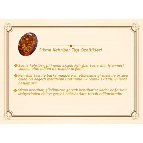 Nipora Kararmaz Metal Su Damlası Püsküllü Arpa Kesim Bilek Boy Mavi-Siyah Sıkma Kehribar Tesbih