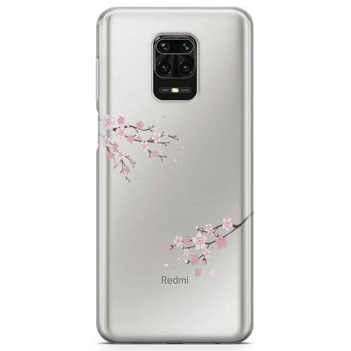 Xiaomi Redmi Note 9 Pro Kılıf Pembe Çiçek Arka Kapak Koruma Desenli Full Koruyucu