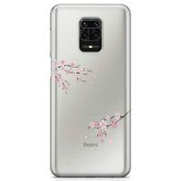 Xiaomi Redmi Note 9 Pro Kılıf Pembe Çiçek Arka Kapak Koruma Desenli Full Koruyucu