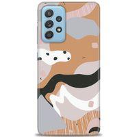 Samsung Galaxy A72 Kılıf HD Baskılı Kılıf - Kahve Beyaz + Tam Ekran Koruyucu