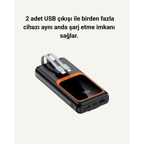 20000 Mah Powerbank | Çok Kablolu, Dijital Göstergeli, Yüksek Hızlı Şarj Cihazı