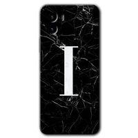 Vivo Y15s Kılıf HD Desen Baskılı Arka Kapak + Temperli Cam - Siyah Mermer Desenli I Harfi