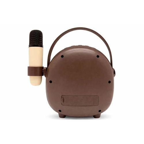 Çocuklara Özel Retro Tasarımlı Bluetooth Karaoke Mikrofon Ve Ahşap Tripodlu –koyu Kahverengi