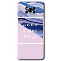 Poco x3 NFC Kılıf Baskılı Kapak - Good Vibes + 5D Tam Kaplayan Cam