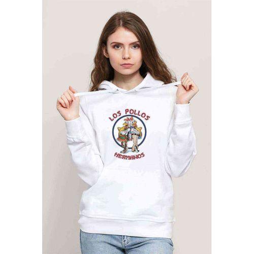 Breaking Bad Los Pollos Hermanos Baskılı Beyaz Kadın Kapşonlu Sweatshirt