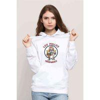 Breaking Bad Los Pollos Hermanos Baskılı Beyaz Kadın Kapşonlu Sweatshirt