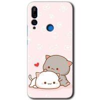 Huawei Y9 Prime 2019 Kılıf HD Desen Baskılı Arka Kapak - Kedi Aşkı + Kırılmaz Cam