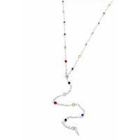 Renkli Taşlı Y Kolye - Gümüş