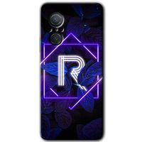 MRCİLETİSİM Huawei Nova 9 SE Kılıf HD Desen Baskılı Arka Kapak+Temperli Cam - Dark Neon Yaprak R Harfi