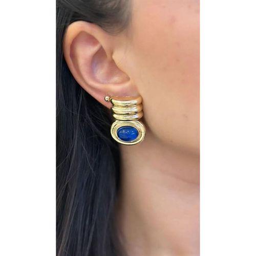 Taşlı Küpe - Mavi