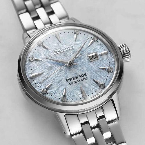 Seiko Presage SRE007J1 Otomatik Çelik Gri Mavi Kadran 30 mm Kadın Kol Saati