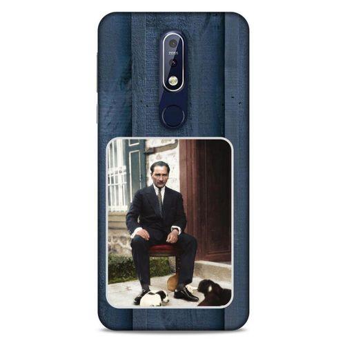 Nokia 7.1 Kılıf Atatürk (37) Silicone Cover Laci Ahşap