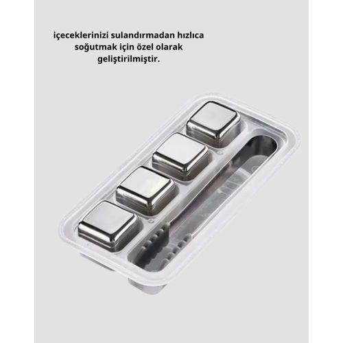 Paslanmaz Metal Buz Küpleri Seti Klipsli Sulandırmadan Soğutma Özellikli