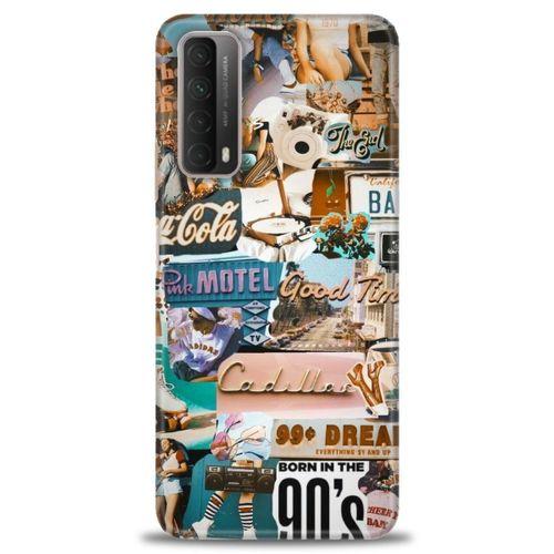 Huawei P Smart 2021 Kılıf HD Baskılı Kılıf - Pink Motel + Tam Ekran Koruyucu