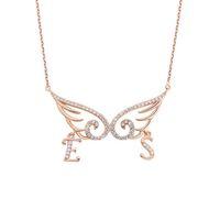 Taşlı Melek Kanadı Harfli Gümüş Kolye  GMS1499