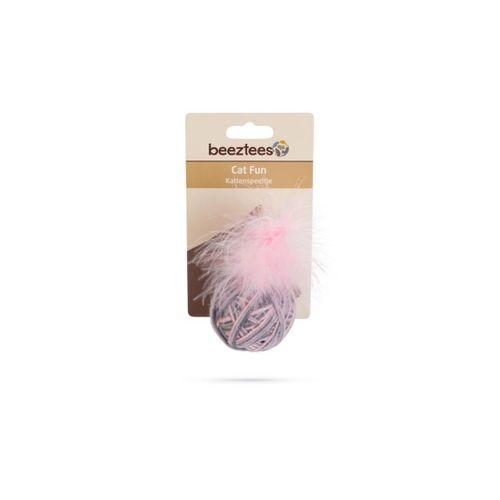 Beeztees Kedi Oyuncağı, Top Tüylü, Yün, Pembe ve Gri, 5cm