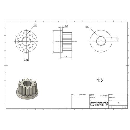 Yıldız Dişli 12T 25T (Bu ürün Sadece Plastik parçadır - Almadan Önce Soru Sorabilirsiniz)