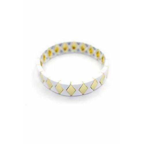 Lastikli Porselen Bilezik - Beyaz