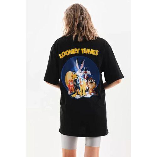 Pilelistore Unisex Baskılı Oversize T-Shirt - Siyah