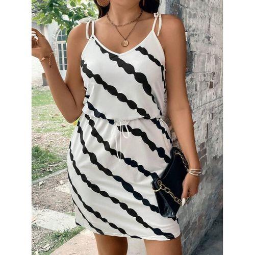 Lucky Life Kadın V Yakalı Ip Askılı Belden Kuşaklı Dalgıç Elbise