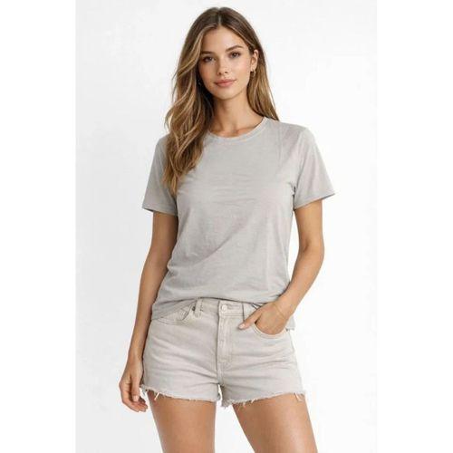 Osy Modal Yumuşak Dokulu Kumaş Bisiklet Yaka T-shirt - Gri