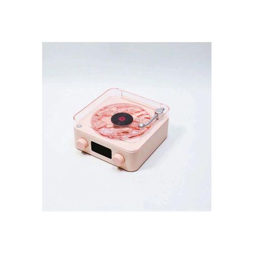 Waves Nostalji Plak Görünümlü Bluetooth Hoparlör 3d Ses Dalgası Retro Müzik Plak Pembe