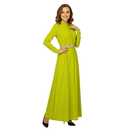 Kadın Yeşil Yuvarlak Yaka Elbise MSK1205