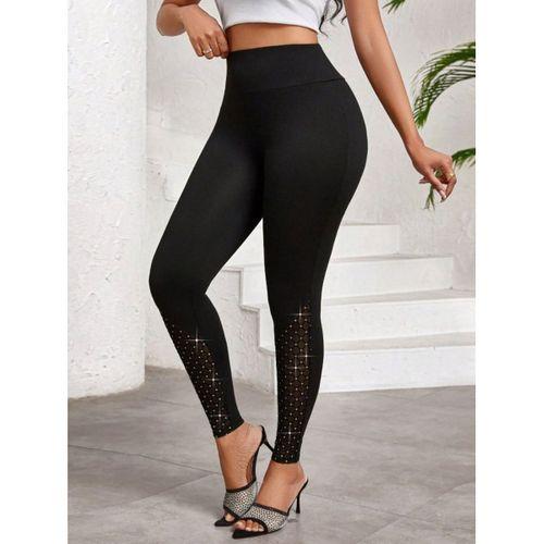 Kadın Yüksek Bel ışıltılı Tül Geometrik Detaylı Dalgıç Tayt