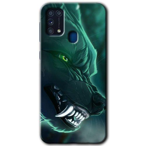 Samsung Galaxy M31 HD Baskılı Kılıf + 9D Tam Ekran Koruyucu - Yeşil Kurt