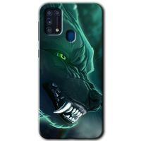Samsung Galaxy M31 HD Baskılı Kılıf + 9D Tam Ekran Koruyucu - Yeşil Kurt
