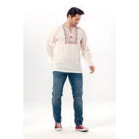 Uzun Kol Şile Bezi Bisiklet Yaka Bahriyeli Erkek Yazlık T-shirt Krem 3002