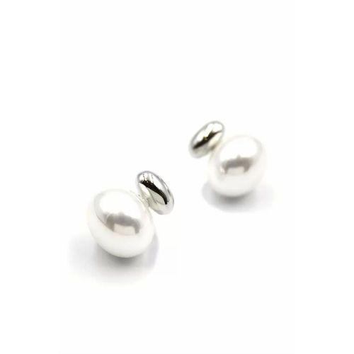 Oval İnci Küpe - Gümüş