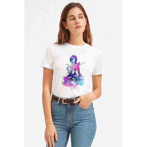 Anime Attack On Titan Baskılı Beyaz Kadın Tshirt