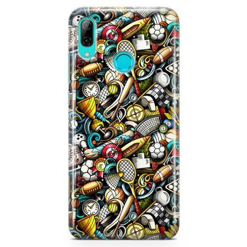 Huawei Y9 2019 Kılıf Sporcu Doodle Arka Kapak Koruma Desenli Full Koruyucu