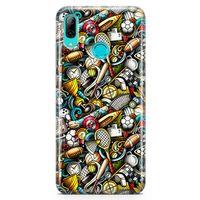 Huawei Y9 2019 Kılıf Sporcu Doodle Arka Kapak Koruma Desenli Full Koruyucu