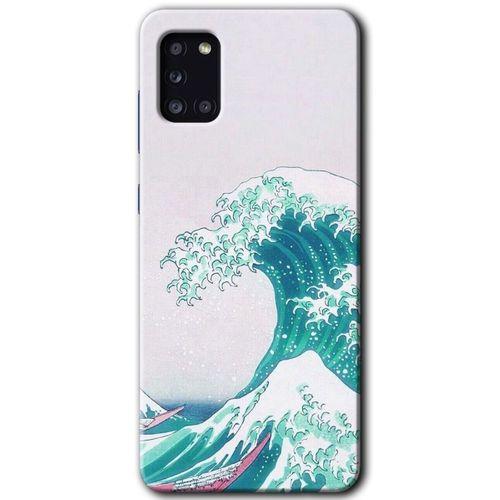MRCİLETİSİM MRCİLETİSİM Samsung Galaxy A31 Kılıf HD Desen Baskılı Arka Kapak + Temperli Cam - Dalga