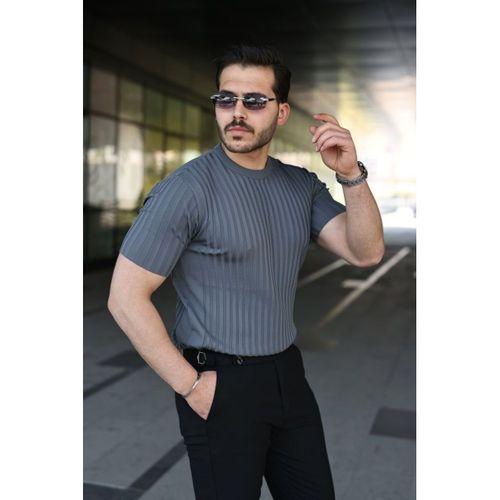 Erkek Fitilli Bisiklet Yaka Kısa Kollu Tişört