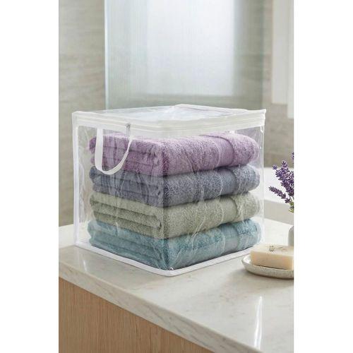 3 Adet Mini Şeffaf Hurç Havlu Giysi Iç Çamaşırı Düzenleyici Saklama Çantası 25x25cm