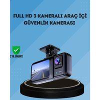 360° Kapsama Sahip Full Hd Araç Kamerası 3’lü Kayıt Gece Görüşlü Dashcam