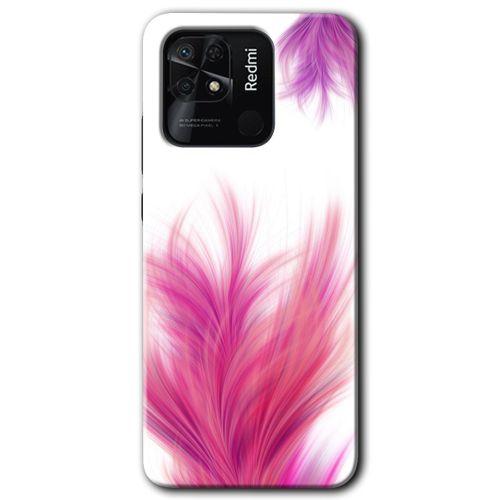 Redmi 10C Kılıf HD Desen Baskılı Arka Kapak - Pembe Tüy + Kırılmaz Cam