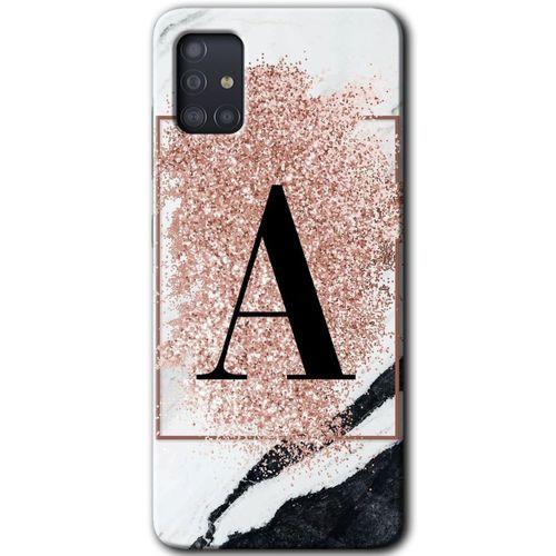 Galaxy A51 Kılıf HD Desen Baskılı Arka Kapak - Pembe Mermer Desenli A Harfi