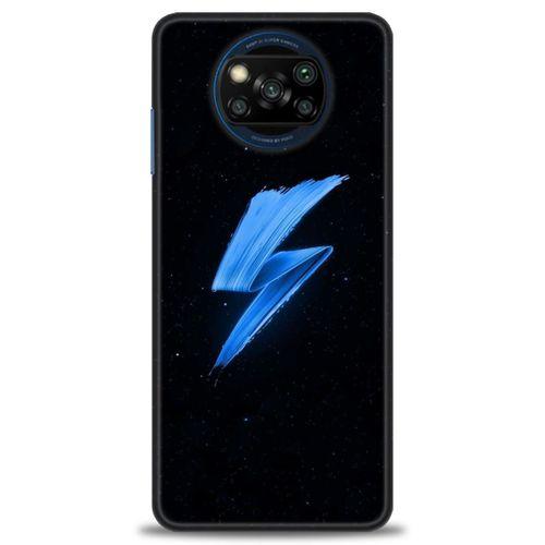 Xiaomi Poco X3 NFC Kılıf HD Baskılı Kılıf - Mavi Şimşek + Tam Ekran Koruyucu