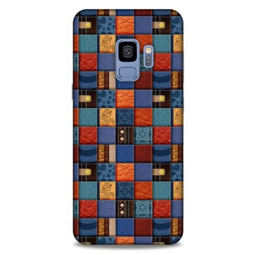 Samsung Galaxy S9 Kılıf Patchwork (16) Kalın Kılıf Turuncu Mavi