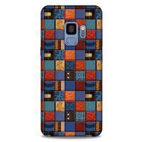 Samsung Galaxy S9 Kılıf Patchwork (16) Kalın Kılıf Turuncu Mavi