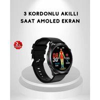 Amoled Ekranlı Akıllı Saat – 3 Kordon Seçenekli, Suya Dayanıklı, Kalp Atış Ve Uyku Takip Özellikli